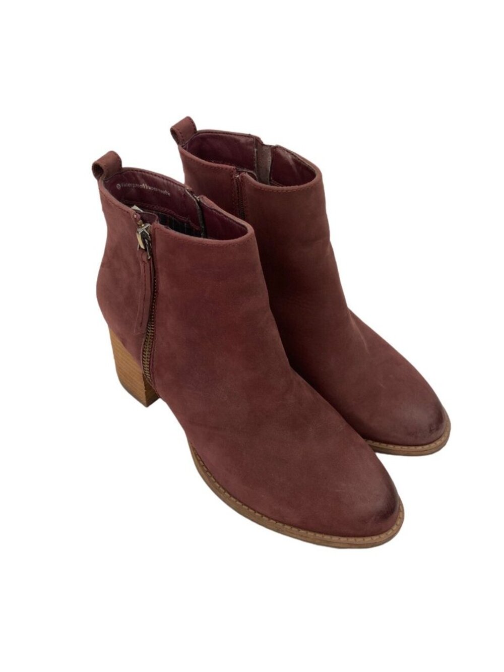 -Blondo Eve Leather Ankle Booties Boots Womens 8.5 Plum Burgundy Waterproof